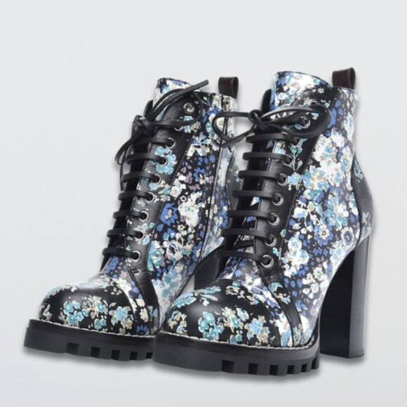 Louis Vuitton Star Trail Ankle Boots Calfskin Leather Floral Multicolor W EU 40 - Picture 1 of 12